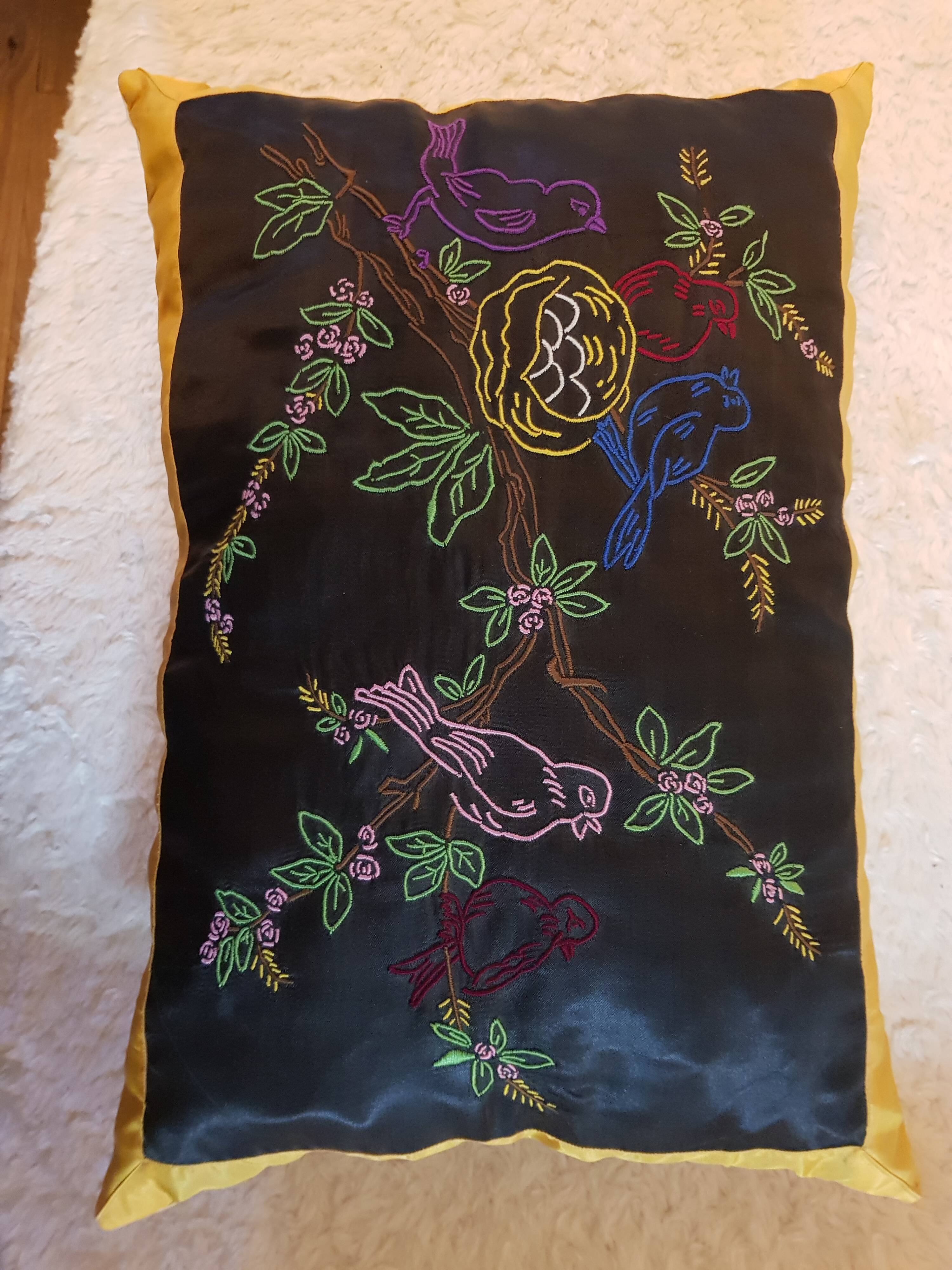 Vintage hand embroidered cushion