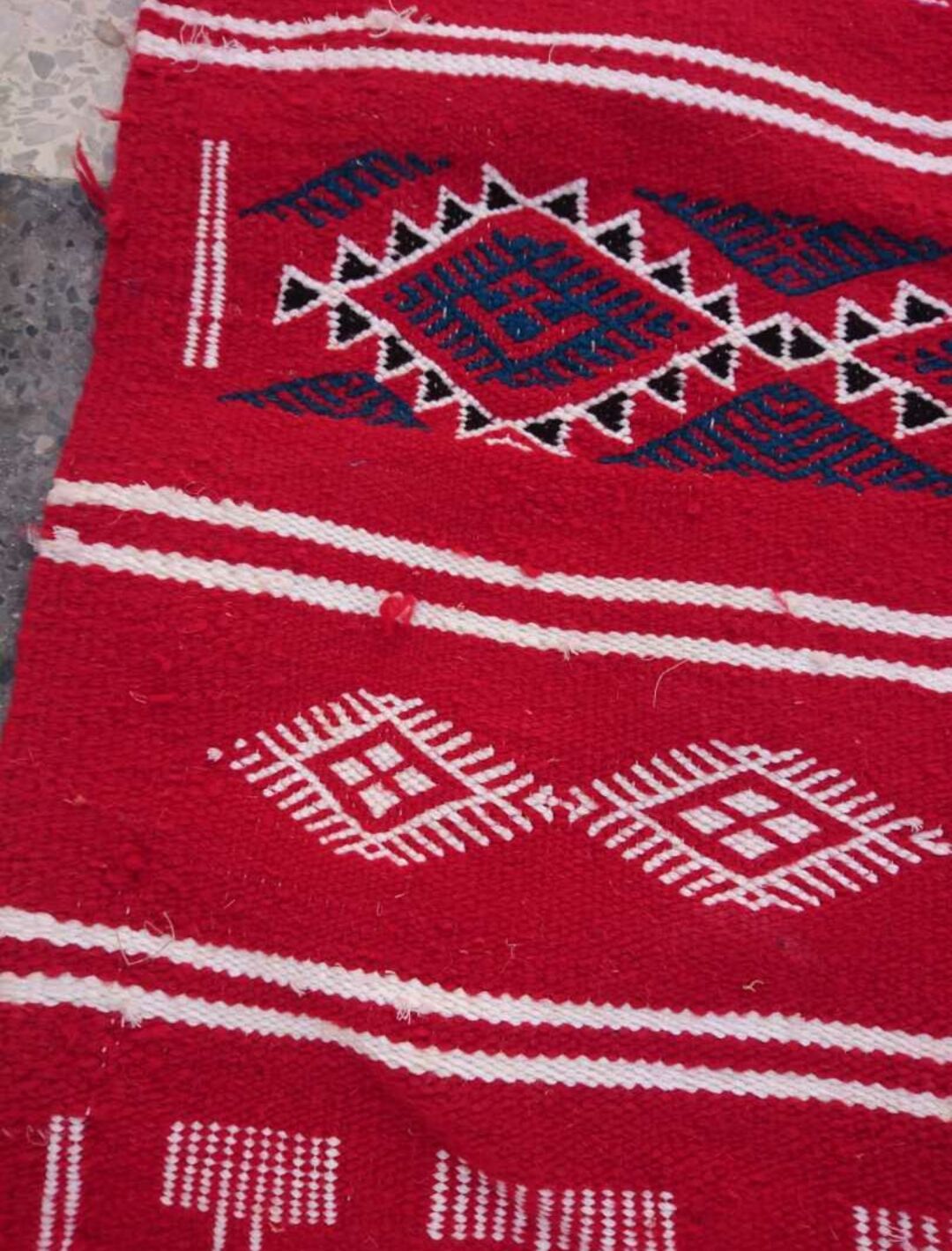 Red corridor handmade carpet large 280x125cm