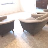 Trio armchairs club 50s grey