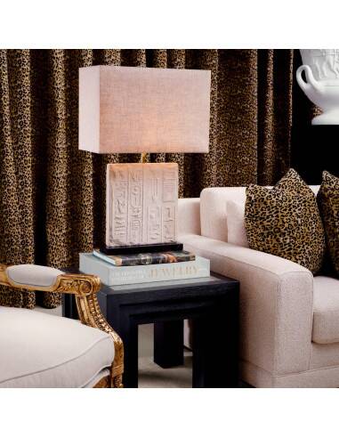 Pair of table lamps in sandstone and brushed brass