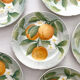 6 orange barbotine dessert plates from Saint Clément earthenware.