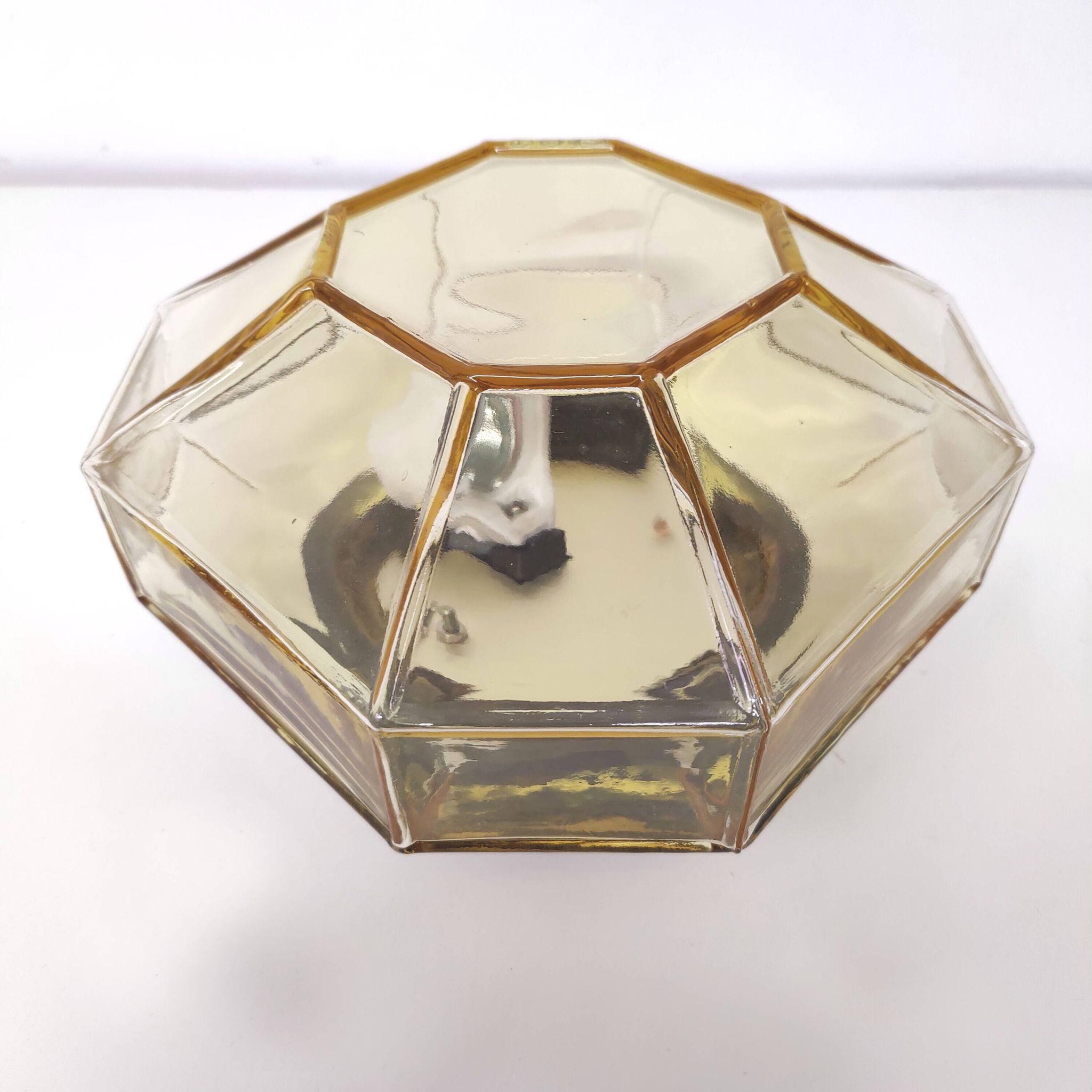 Italian wall lamp Ismos octagonal yellow glass 70s