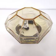 Italian wall lamp Ismos octagonal yellow glass 70s