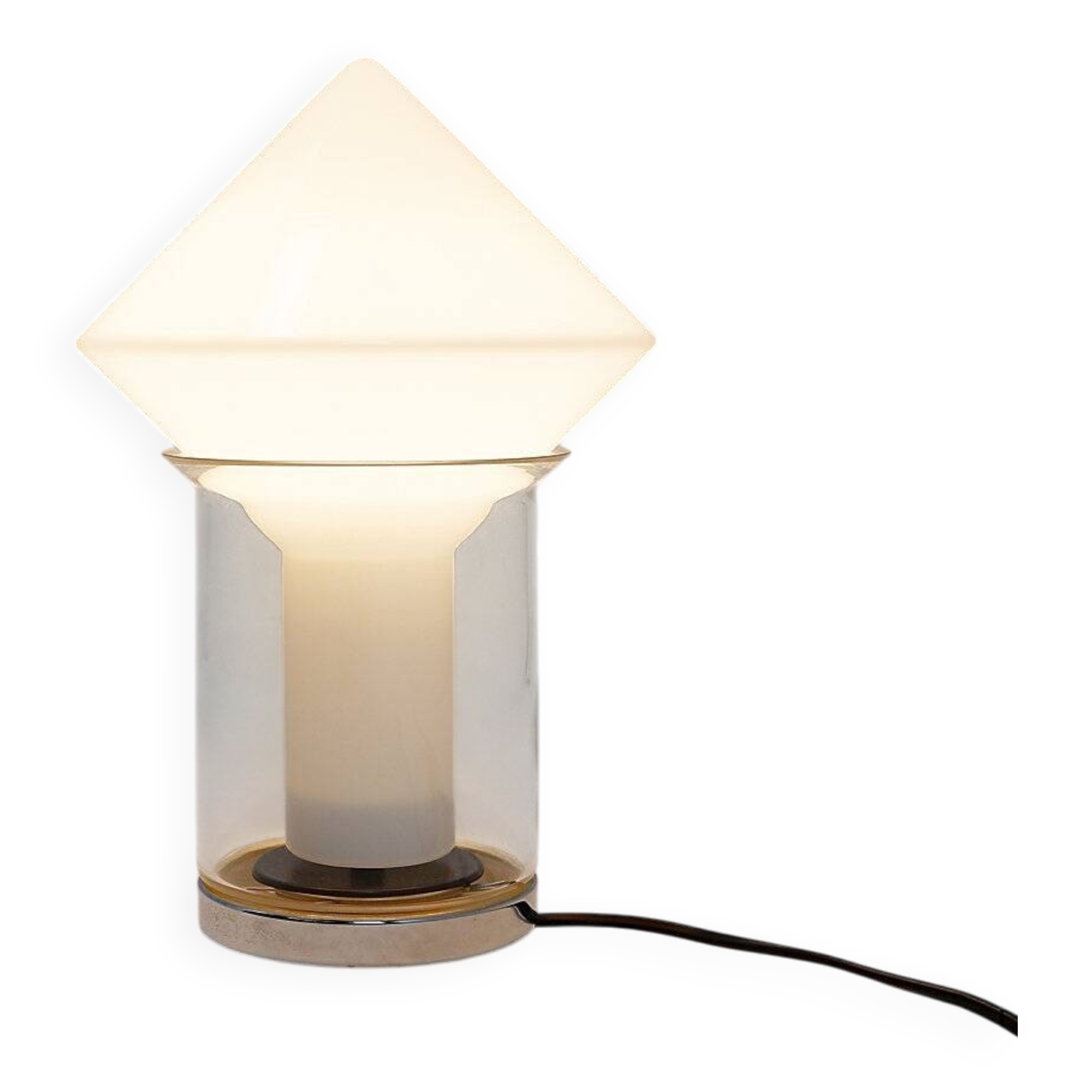 Peill & Putzler table lamp in white glass and chrome, 1970
