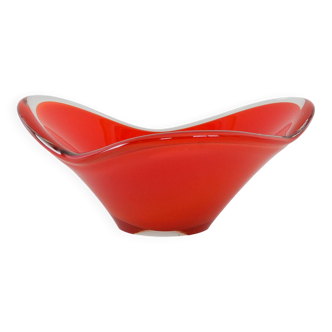 Red platter, Murano glass, Italian design, 1960s, made in Italy