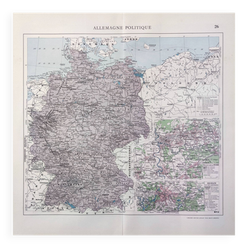 Old map of Germany 43x43cm from 1950