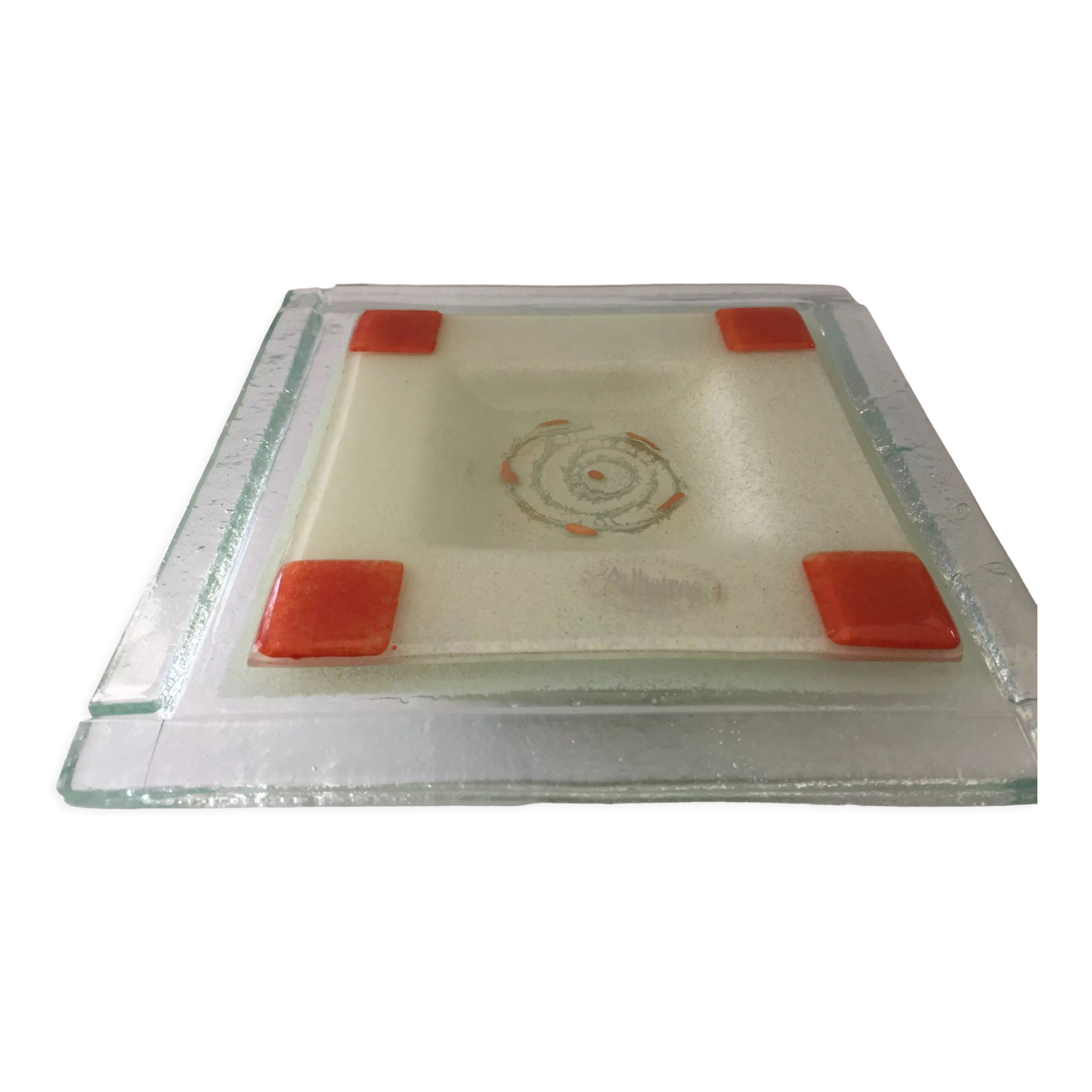 Ashtray & pocket trays melted glass from murano "albatross" venezia italy