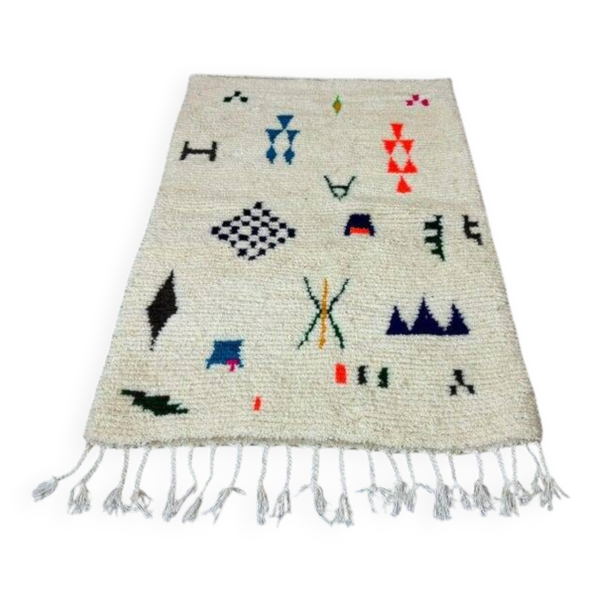 Custom white rug - colorful Beni Ourain rug 250/150cm