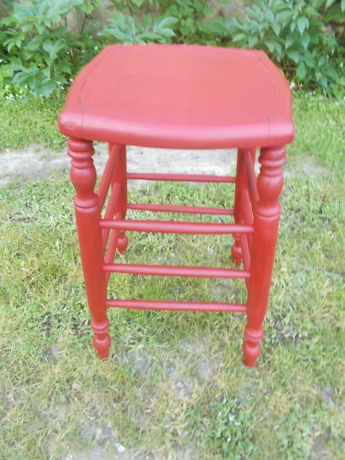 High turned wooden stool