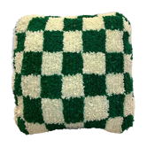 Berber pouf checkerboard green