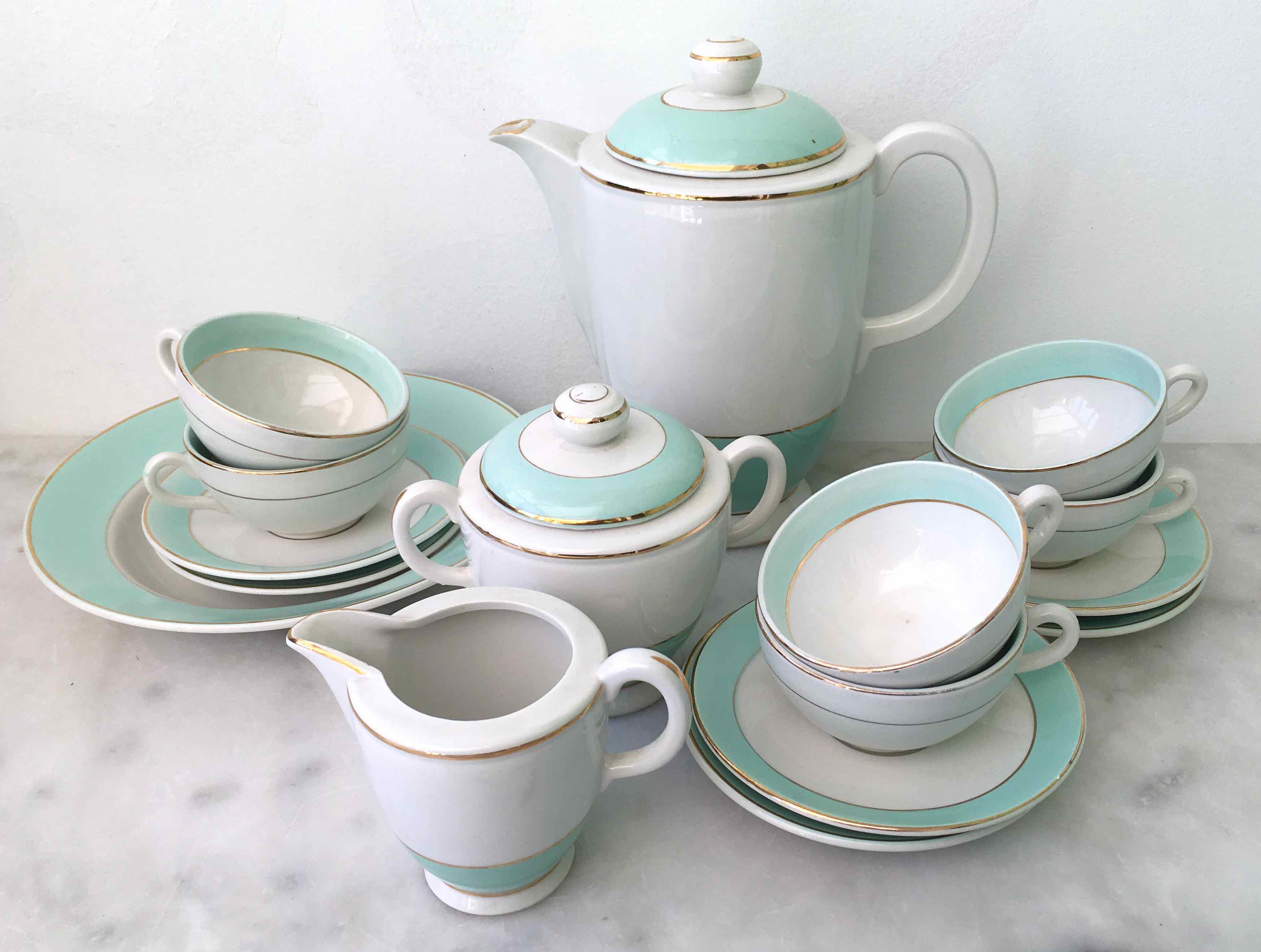 Coffee service earthenware from Lunéville for 6 people