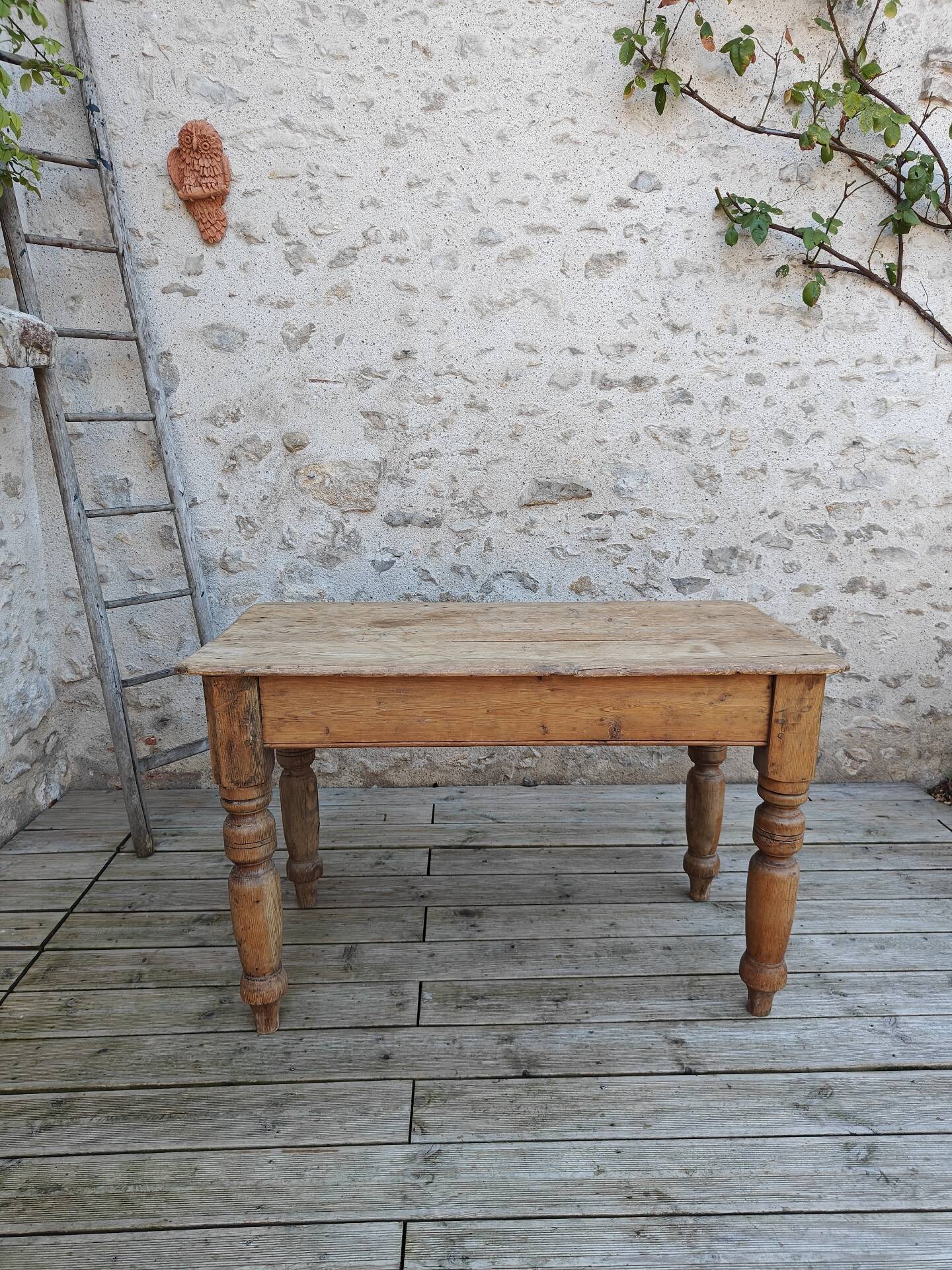 Small antique farmhouse table in solid pine.
