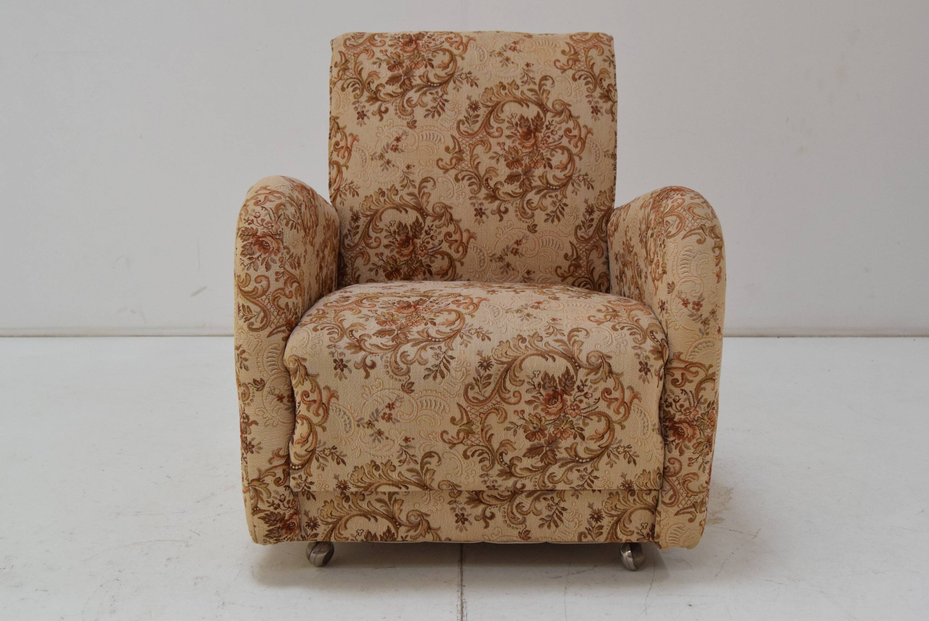 Vintage designed armchair with wheels, Czechoslovakia, 1950s.