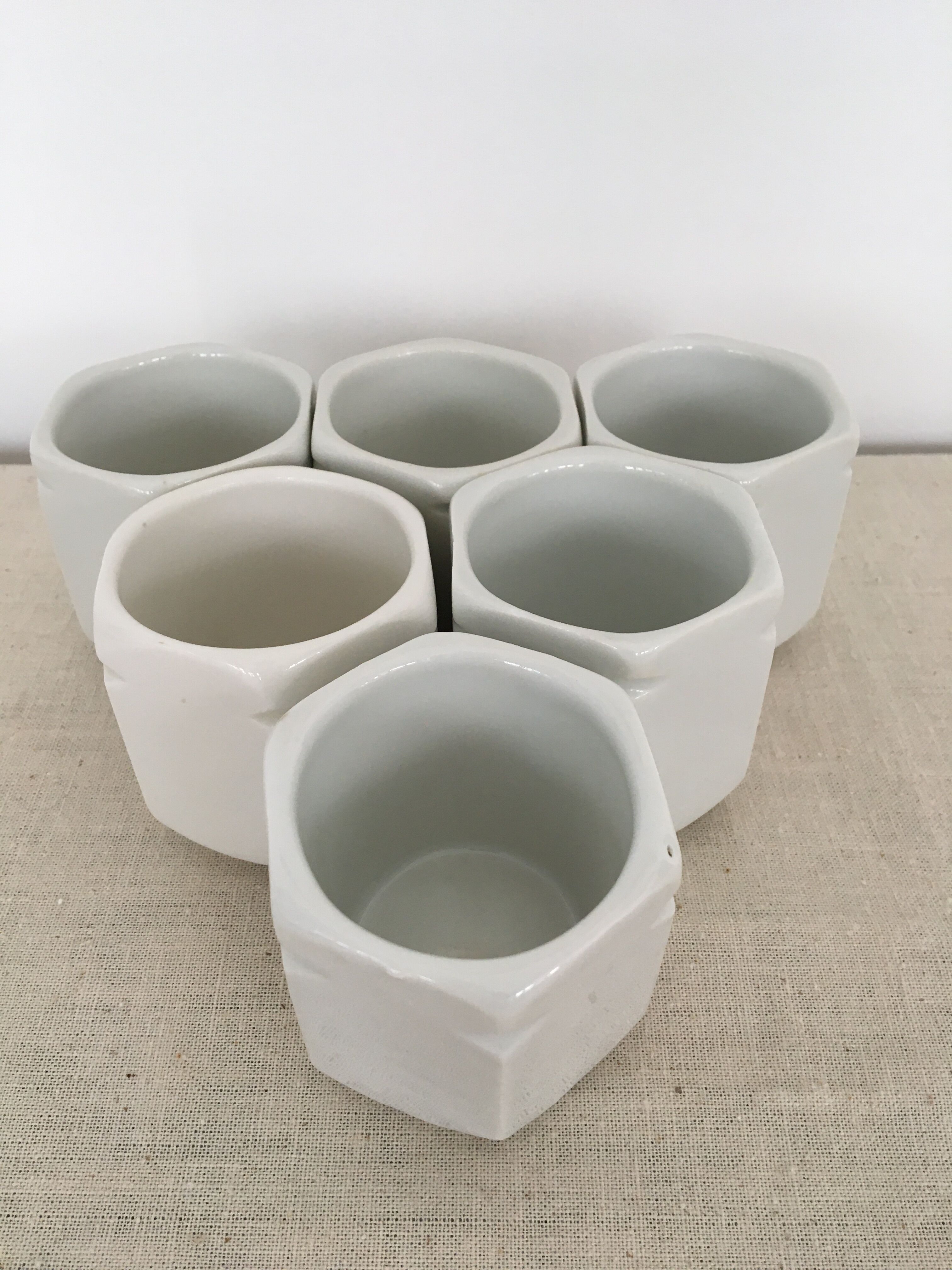 Set of 6 pots yogurt Yalacta porcelain