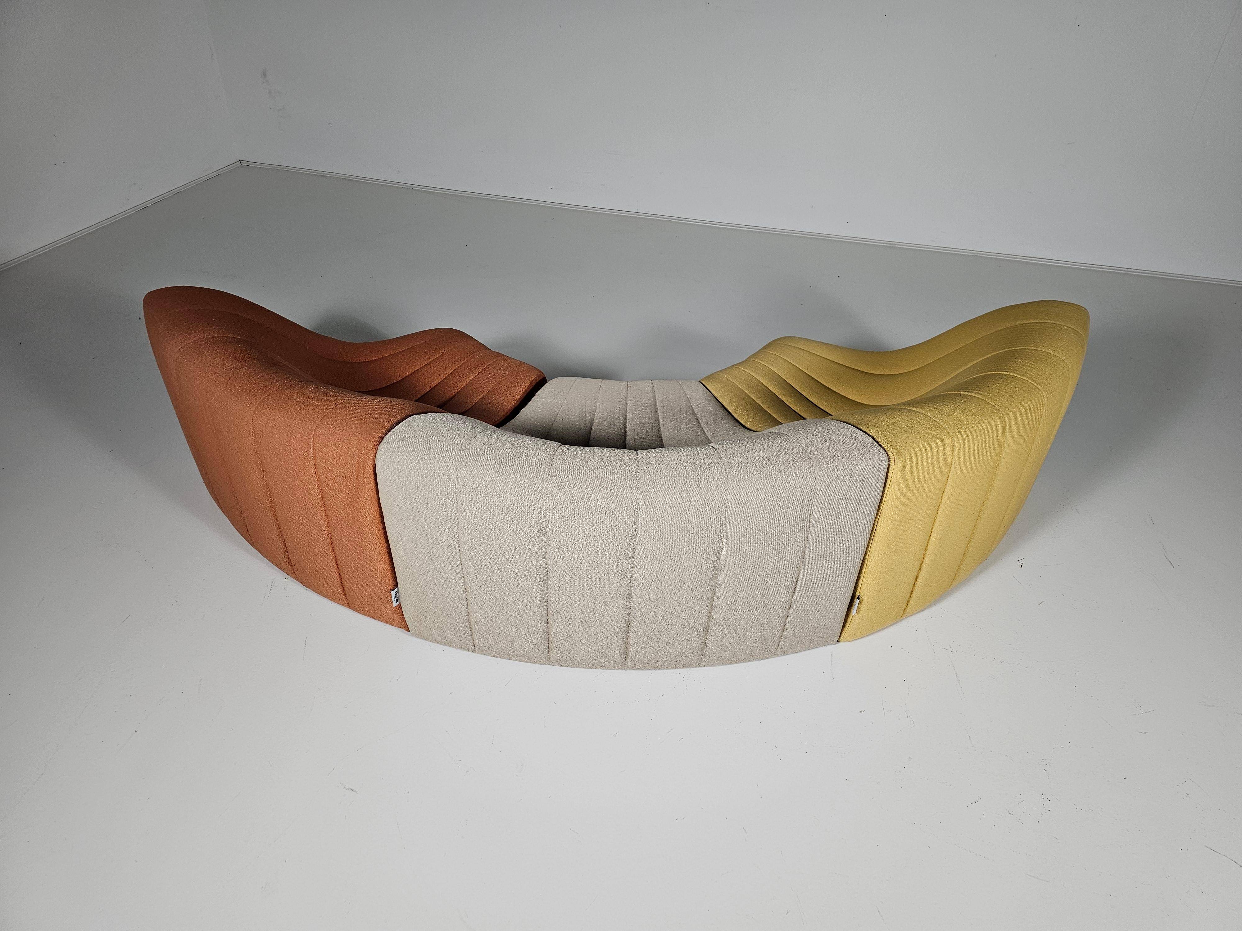 Kwok Hoi Chan "Chromatic" modular sofa in orange, yellow and cream.