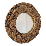 Miroir rond en liège vintage années 70