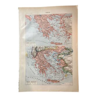 Carte de la Grèce antique et moderne de 1922