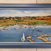 Frank Sloan (1900-1984) - Oil on hardboard - Sailboats near the bridge