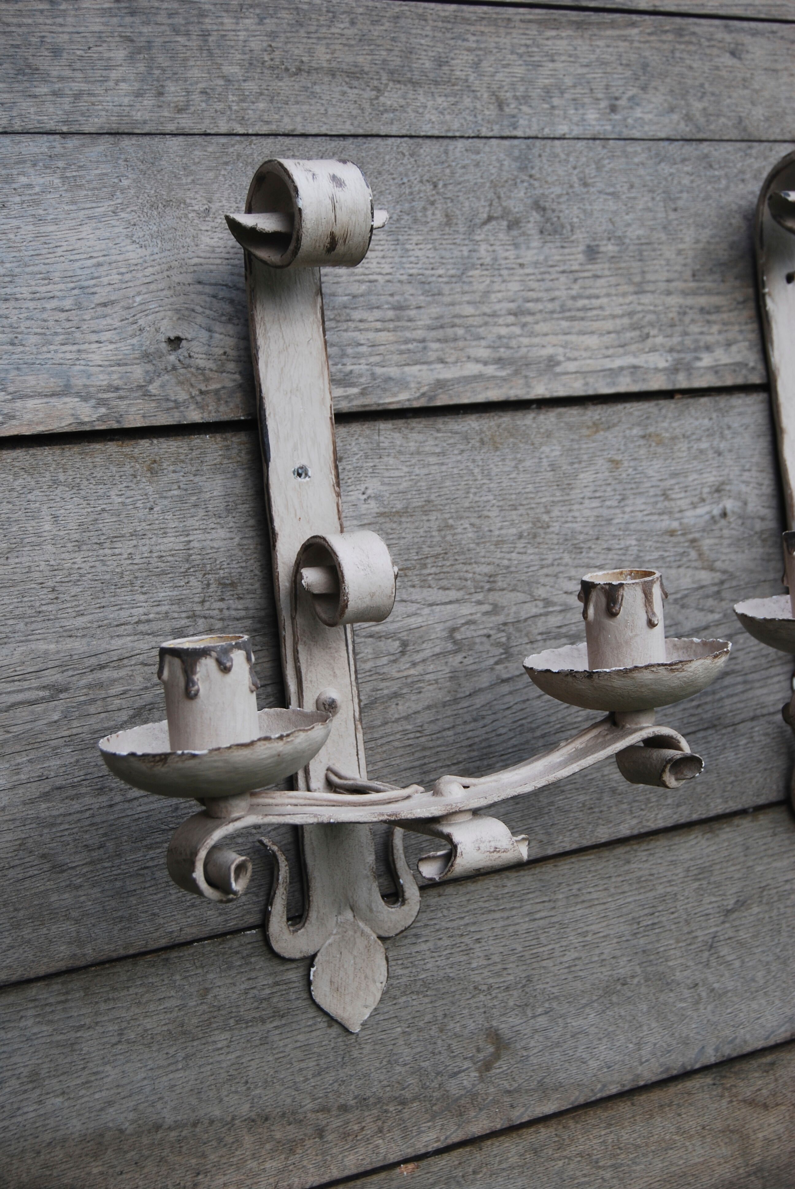 Pair of wrought-iron wall sconces