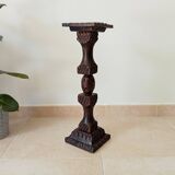 Vintage carved wooden pedestal ashtray