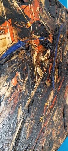 Abstract Materic Oil on Canvas Signed DE ROSA 1997 80x80cm