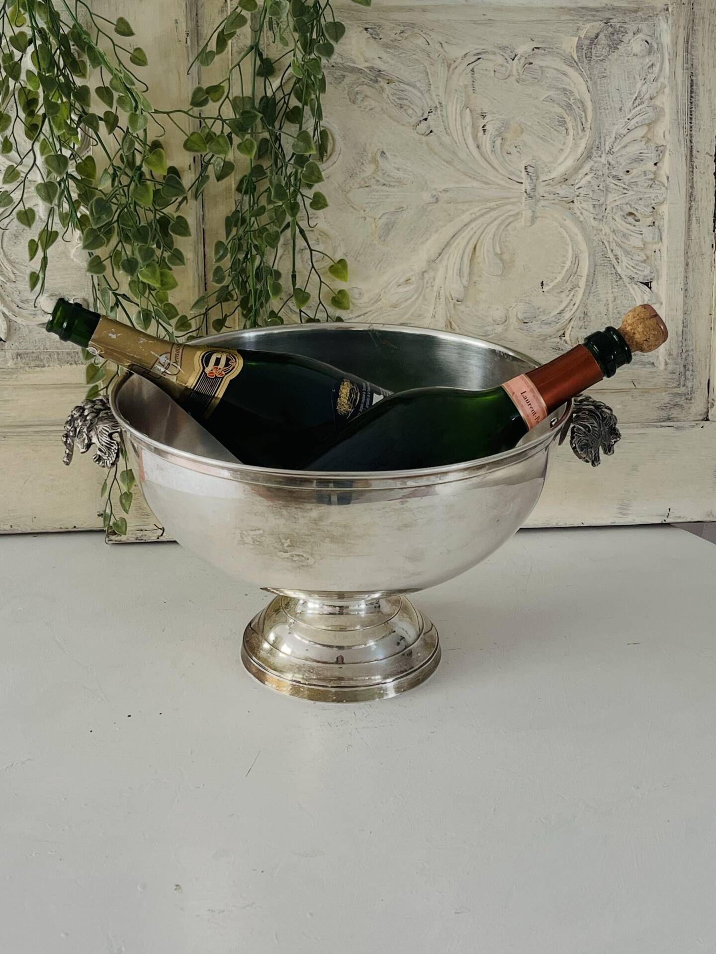 Champagne bucket Silver Plated with Grape Handles, Cl