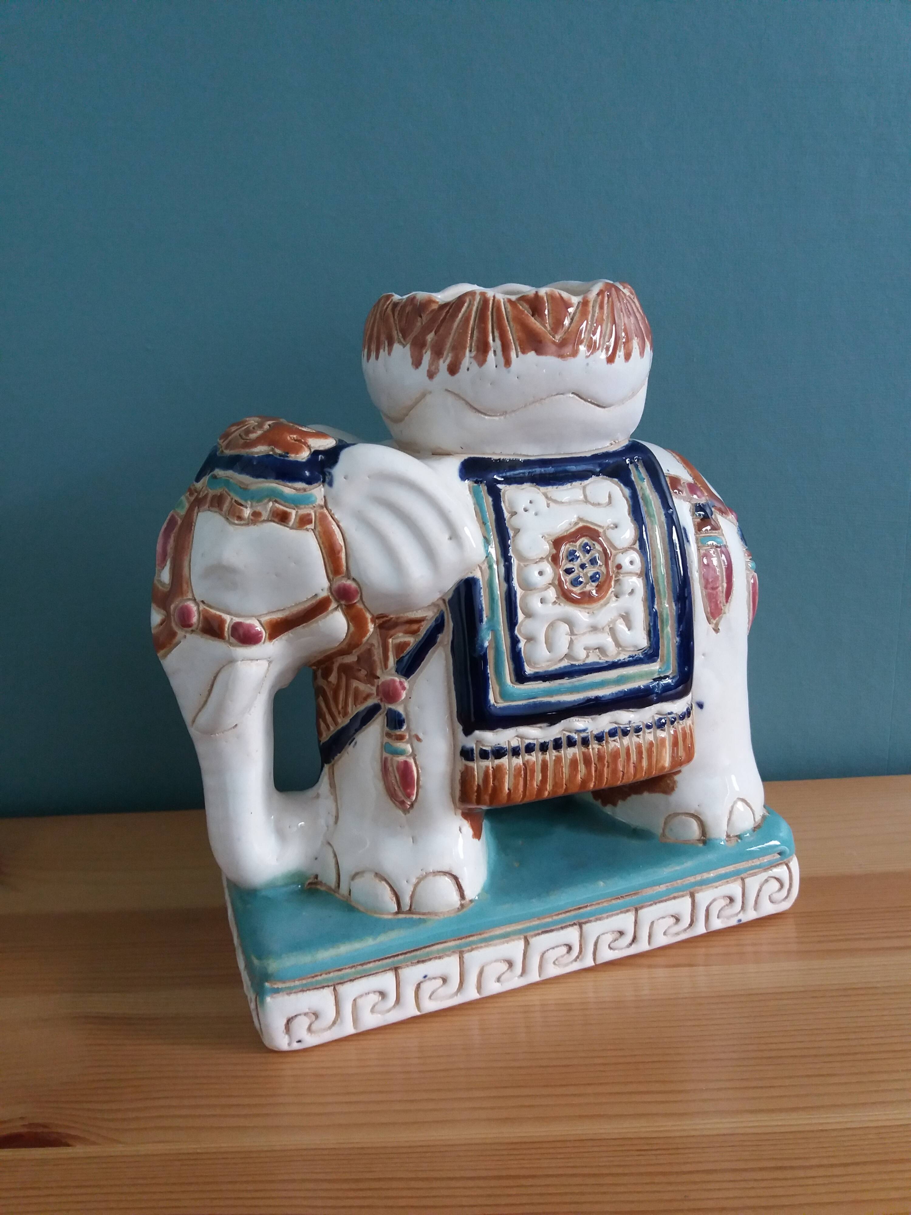 Elephant signed plant holder or candle holder