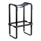 Contemporary classic bar stool in black smoked steel and navy blue leather.