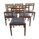 6 chaises vintage scandinave en teck , assises skaï noir en l’état