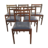 Vintage scandinavian teak chairs, black skaï seats as it is