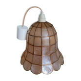 mother-of-pearl lampshade suspension in the shape of a flower corolla