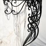 Wrought iron and black marble console, side table