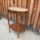 Guéridon ancien Louis XV – marbre rosé et laiton doré – fin XIXᵉ siècle