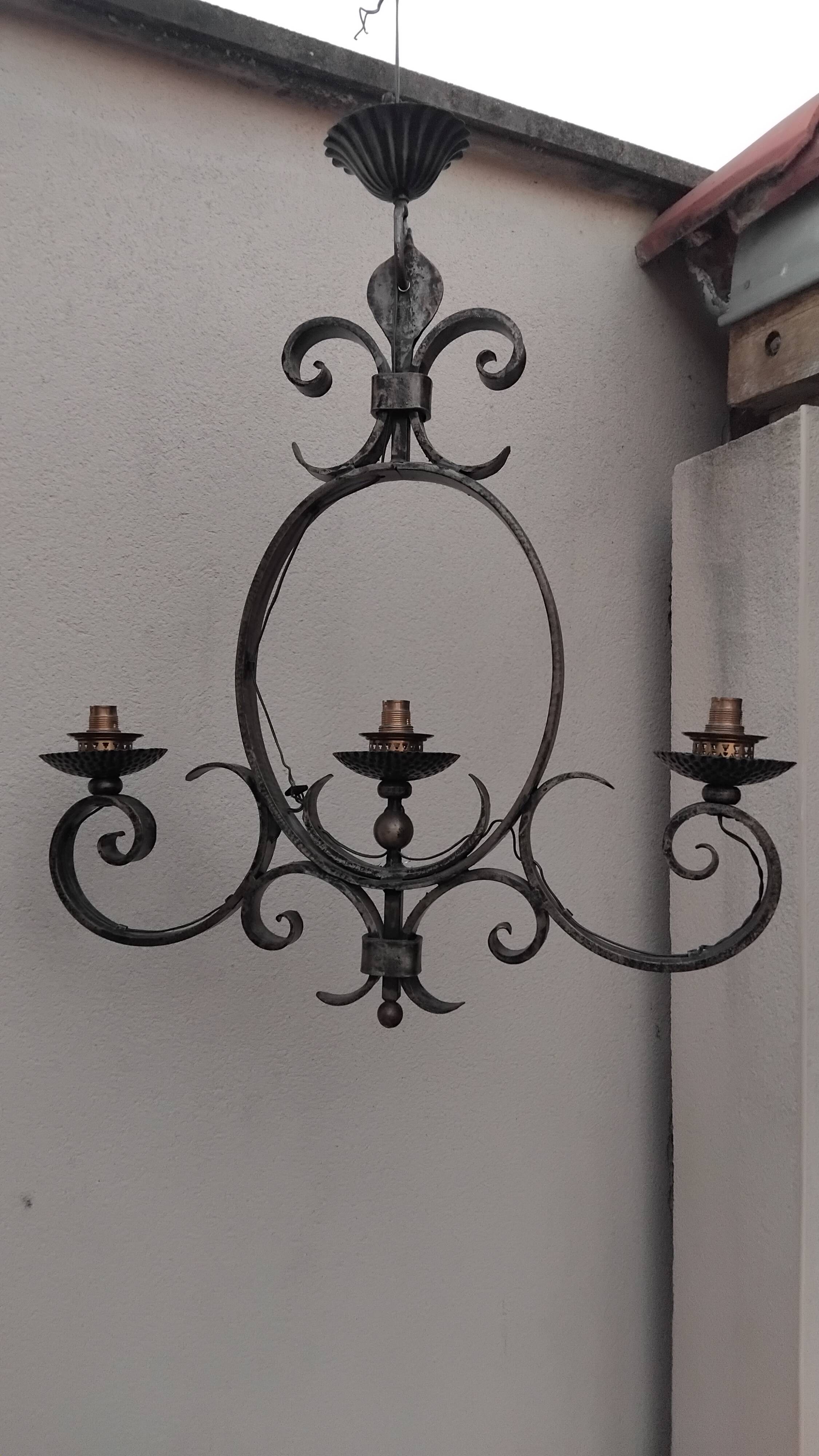 Vintage gothic medieval wrought iron chandelier