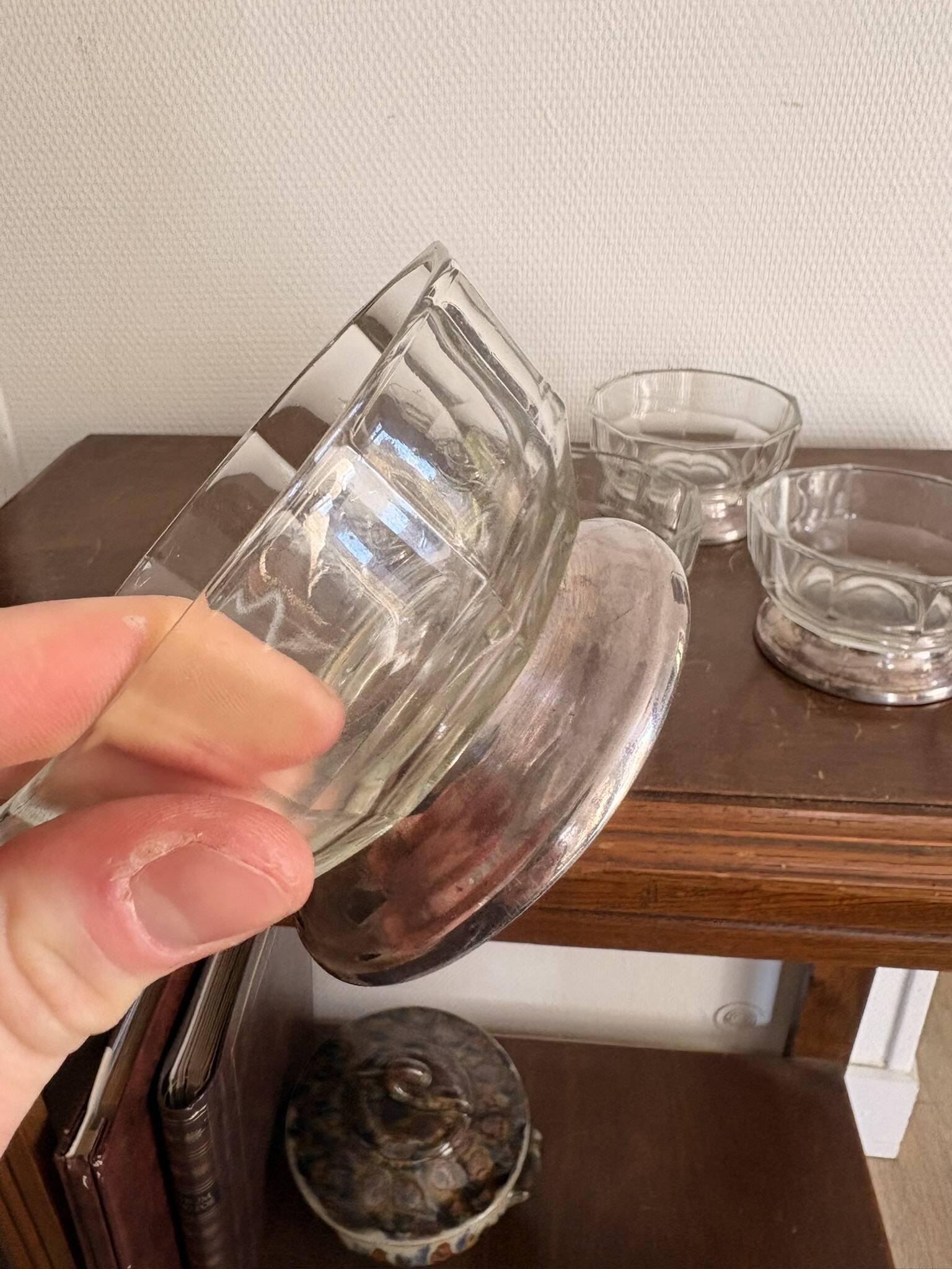 lot of 5 silver-plated metal fruit bowls in syrup made in Italy
