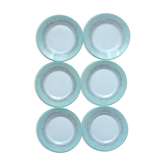 Enssemble de 6 assiettes à dessert Esso décor géométrique pastel