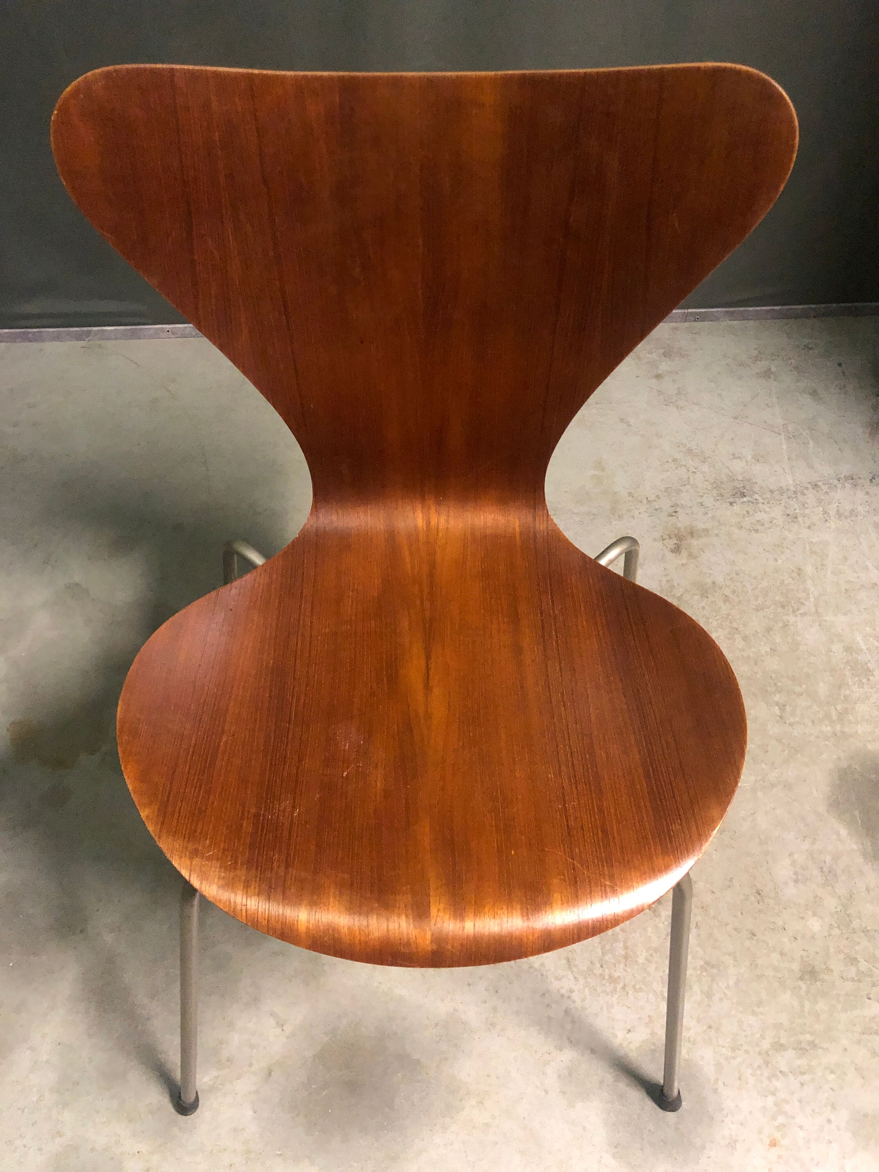 4 x Fritz Hansen Series 7, Arne Jacobsen dated 1955