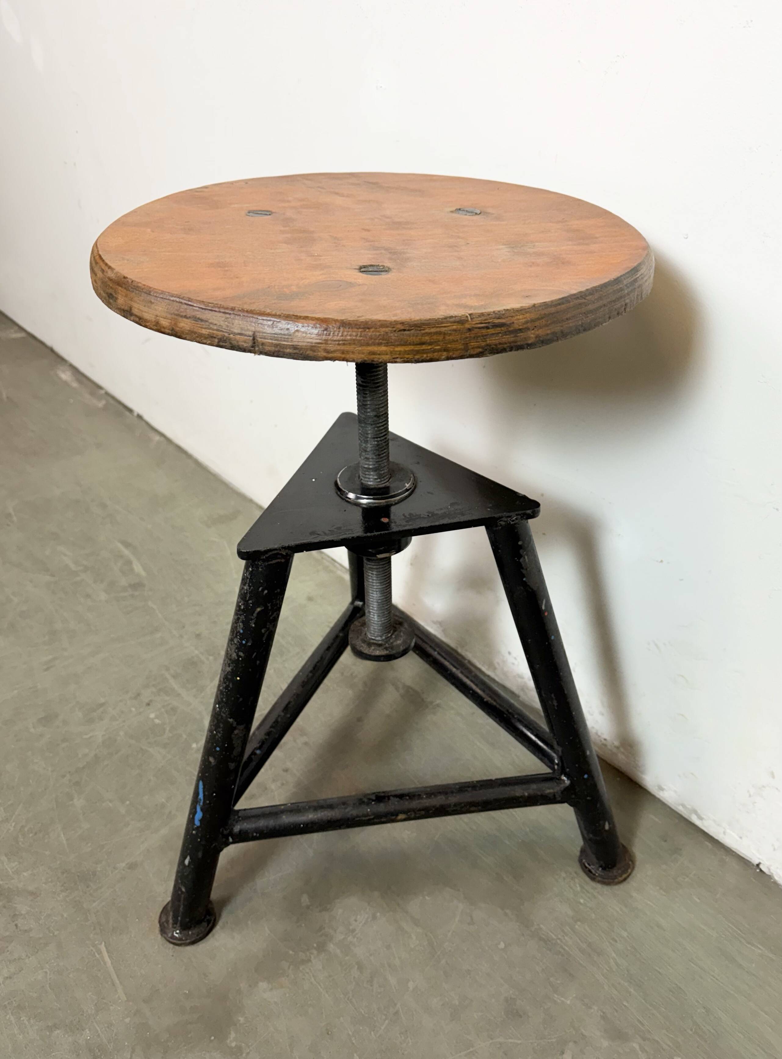 Black Industrial Workshop Swivel Stool, 1960s
