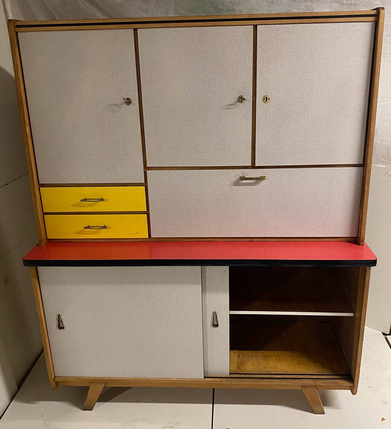 Vintage kitchen buffet with compass legs