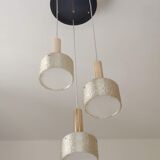 Brass suspension with 3 lampshades in granite resin