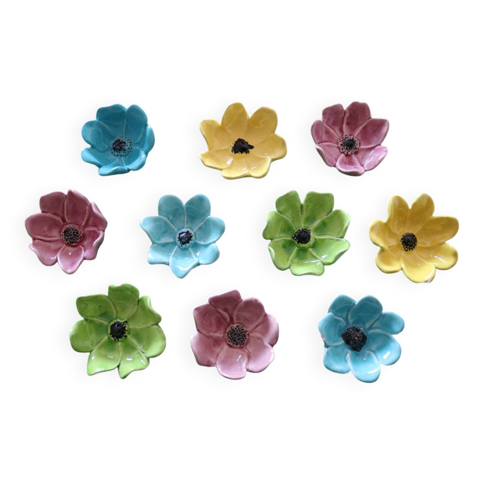 Set of 10 floral ceramic bowls, Bagnoles de l'Orne – years