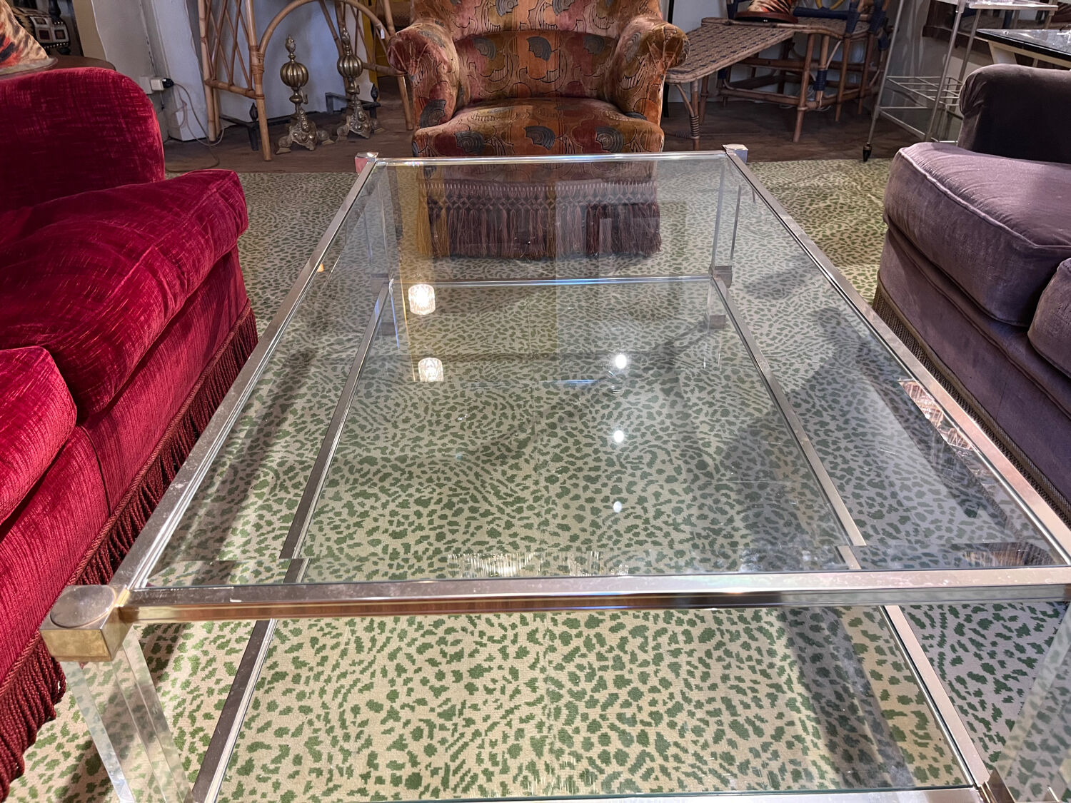 Table basse verre et plexiglas 1960