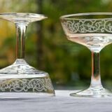 Lot 6 glasses champagne arabesque décor
