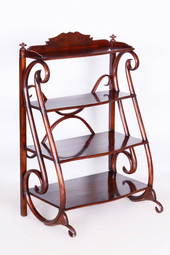 Biedermeier Shelf in Beech & Walnut attributed to Thonet, Austria, Vienna, 1910s