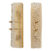 Pair of Murano Glass Gold Graniglia and Brass Sconces