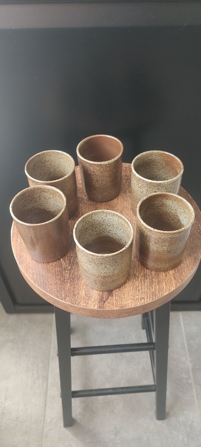 Ceramic workshop service in stoneware signed by karoly balogh.