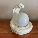 Lampe cobra seventies globe verre en céramique