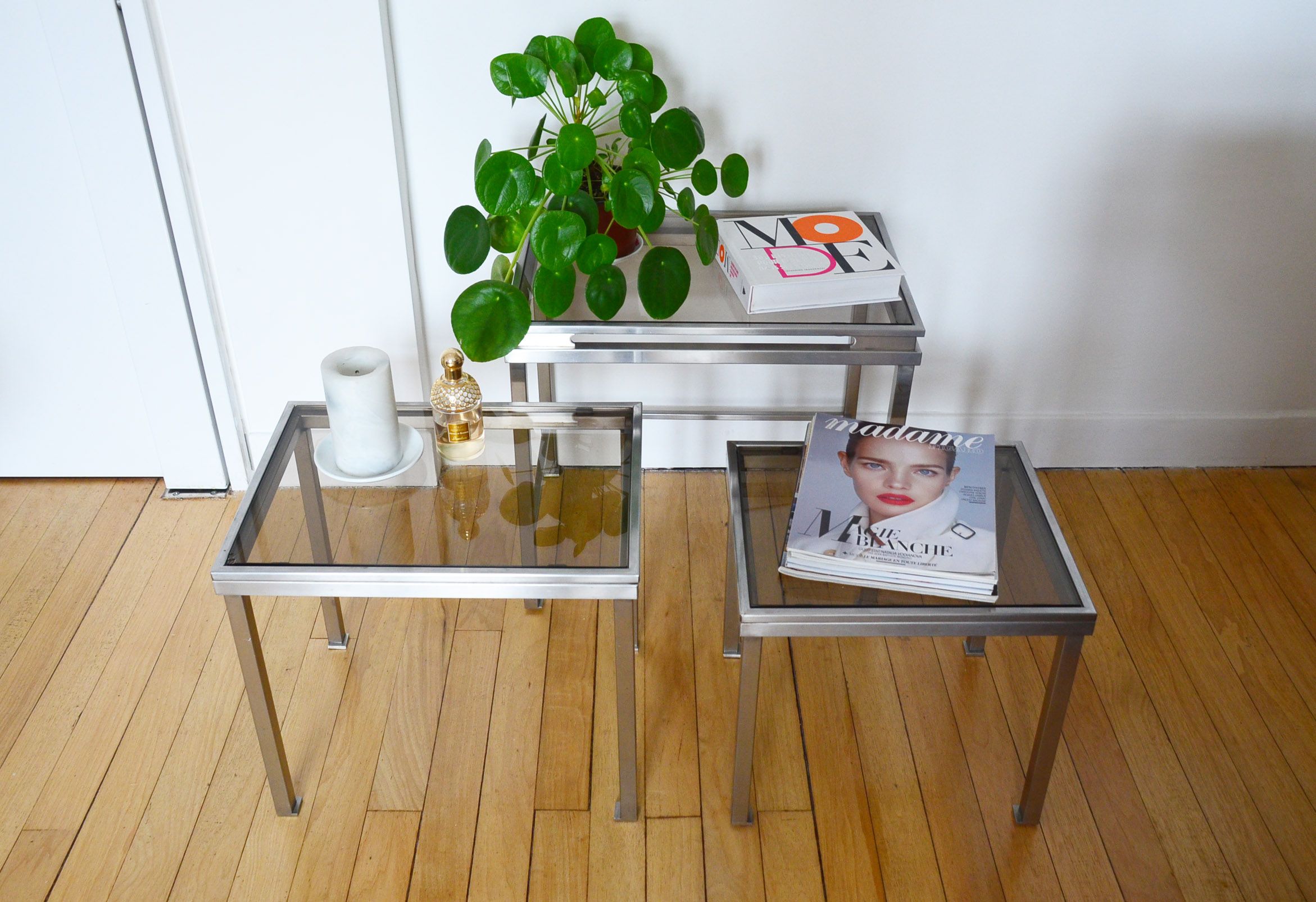 Lot 3 pull out tables by Maison Jansen by Guy Lefèvre 1970