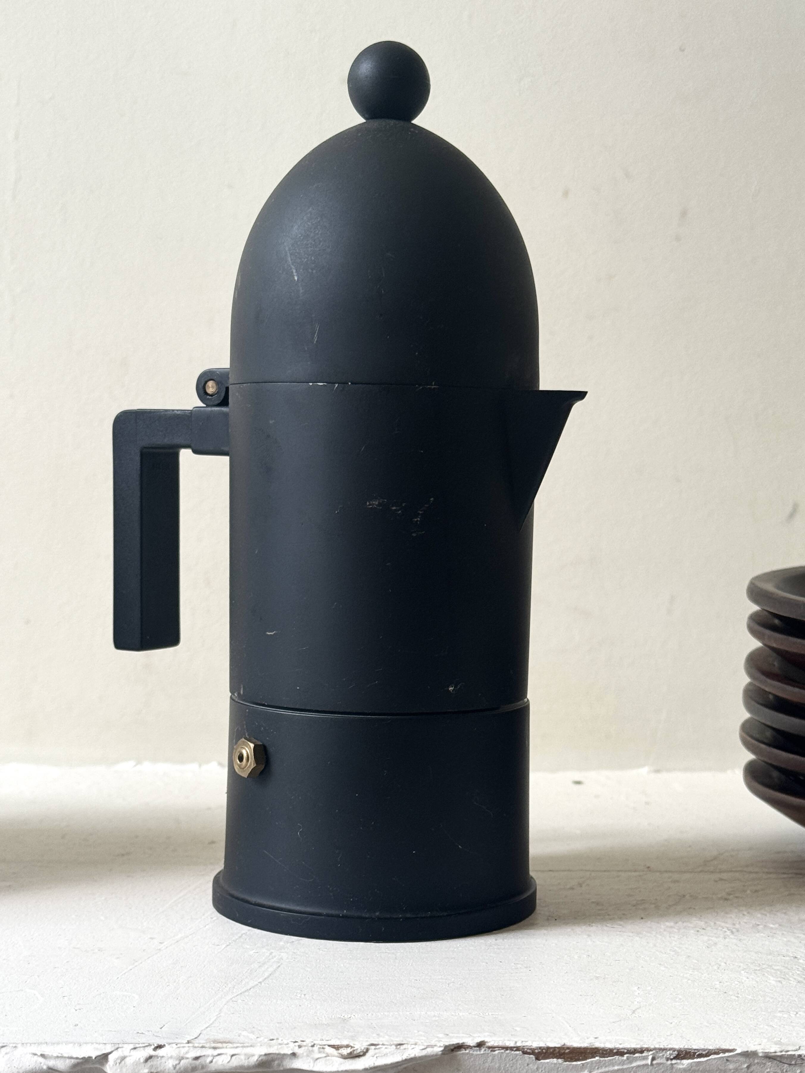 Black coffee maker design "La Cupola", Aldo Rossi for Alessi Italy 1988