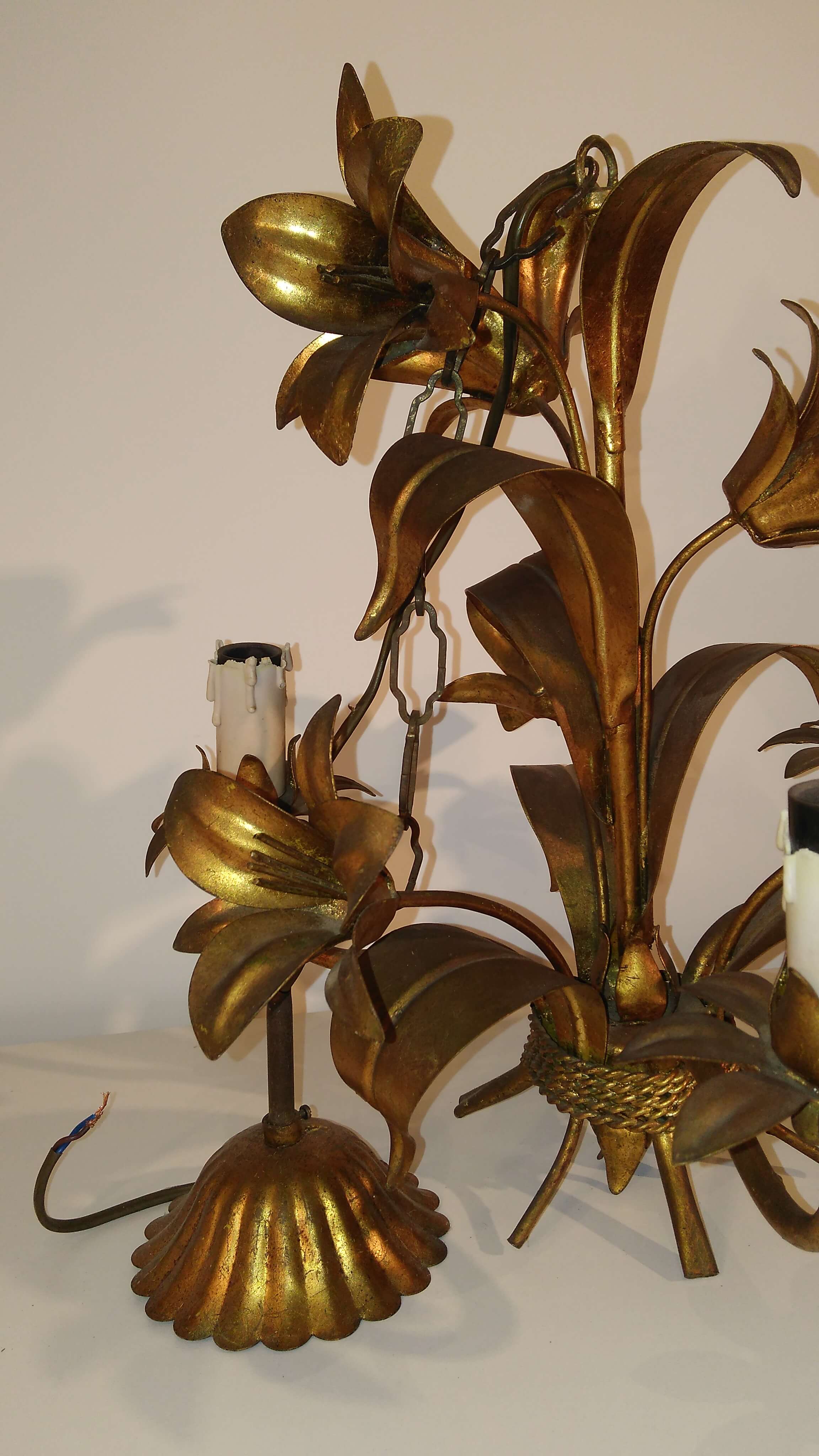 Brass chandelier flowers
